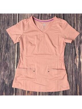 Healing Hands Purple Label Scrub Top XS Blushing Peach V-Neck Womens Worn Once